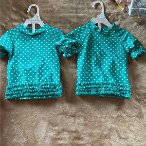 Twins Teal Polka Dot Ruffle Swim Sets